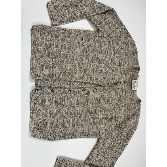 Reba Rose Cardigan Knit Beige Neutral Grandma Retro 90s Made in USA - Picture 12 of 12